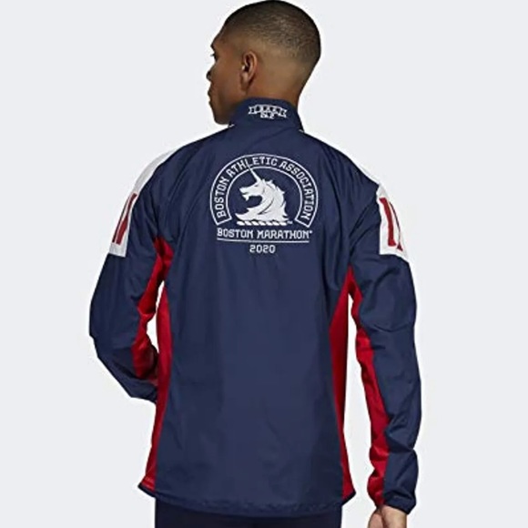 Adidas Boston marathon windbreaker running jacket navy stripe 2xl - Picture 4 of 9